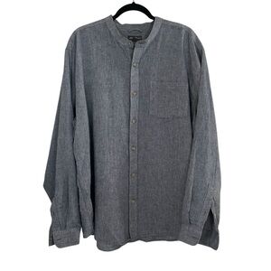 Eddie Bauer Men’s Sz XL Linen Blend Button-Up Shirt Long sleeve Collarless